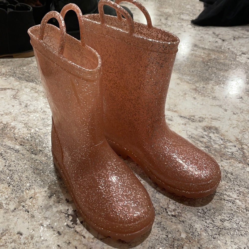 Pink Glitter Rain Boots Size 12